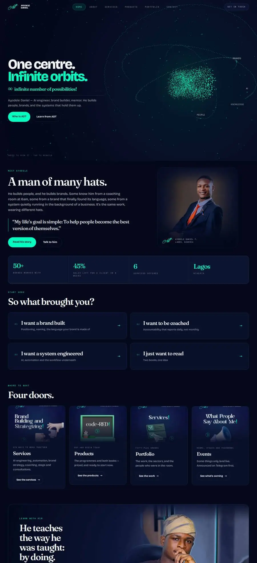 Ayodele Daniel website, home page
